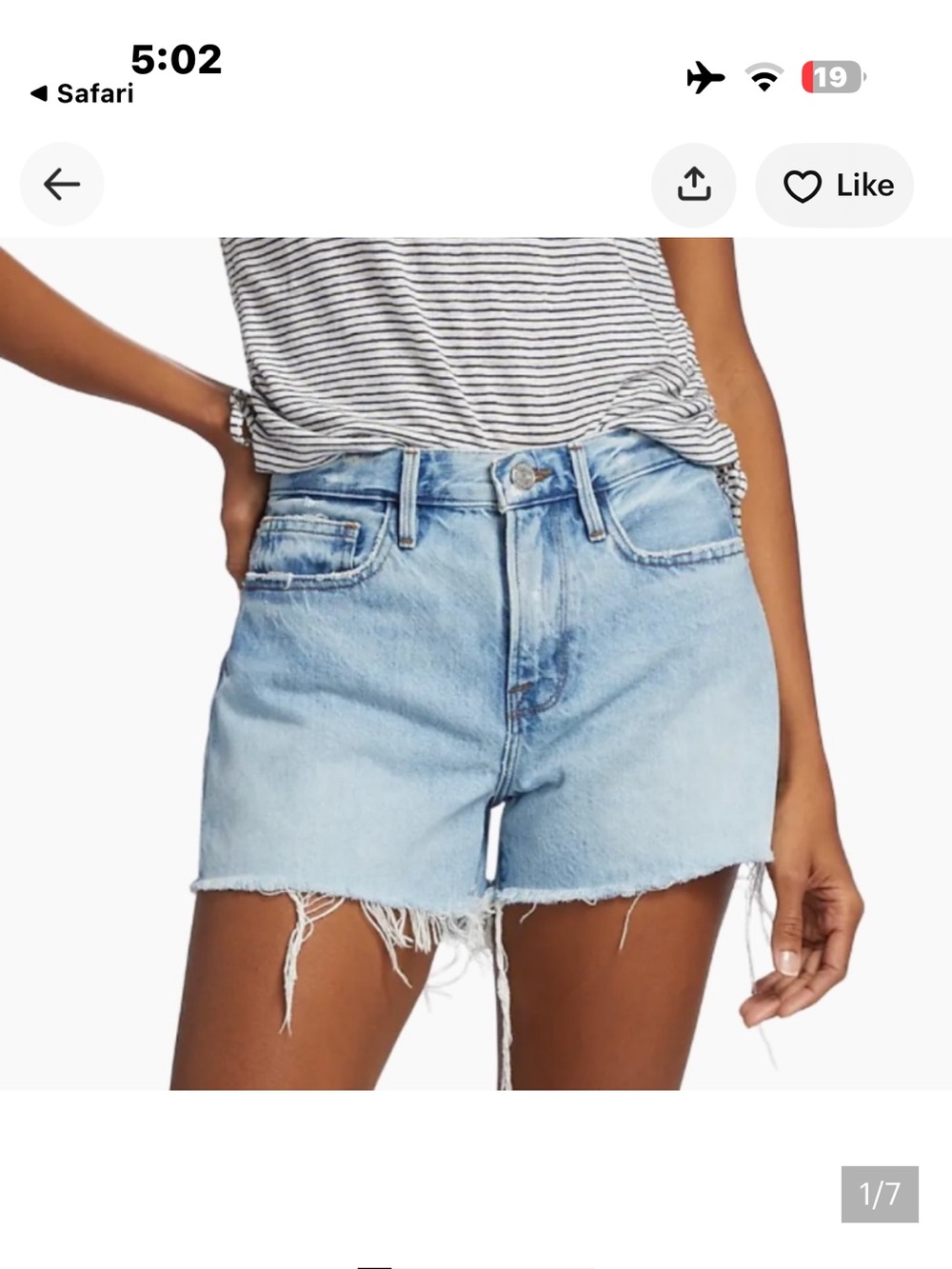 FRAME Le Brigette High Waist Raw Edge Denim Shorts